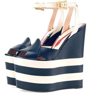 Sandali della caviglia Donne altezza cinghia Aumento della piattaforma Peep Toe Wedding Evening Dress Shoe Plus size Lady 2-CHC-13 A550