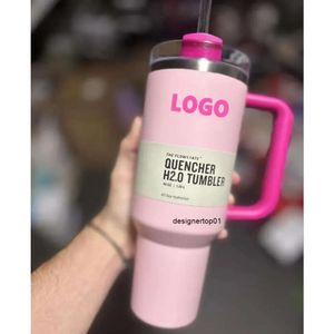 Pink Flamingo Quencher H20 Tie Dye 40oz Cup with Handle Insulated Tumbler Cover Straw Stainless stanliness standliness stanleiness standleiness staneliness YB27