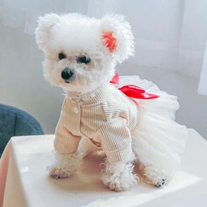 Dog Apparel Pretty Skirt Mesh Splicing Decorative Bowknot Two-legged Pet Cat Princess Tulle