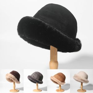 Vinter Y2K Suede Plush Windproect Warmthated Fishermanns Hat Women Round Top Pot Hat Unisex Mongolian Hat Cold Motestant 240507