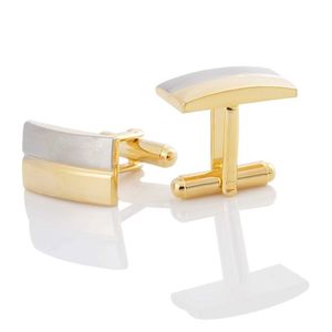 Cuff Links High quality simple two tone rectangular cufflinks suitable for men French style shirts blank buttons metal copper brass Gemelos