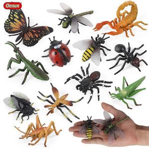 Other Toys Oenux Wild Insect Animal Model Set Butterfly Scorpion Mantis Cicada Lizard Action Character Mini Childrens Education Halloween Toy s245176320