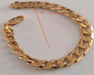 18ct Yellow Gold GF Heavy Miami Curb Cuban Link Chain Mens Bracelet Solid Genuine Chunky Jewellery 21cm6735220