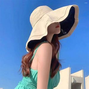 Breda randen hattar mode solskade hatt stor resa sommar utomhus strand sol kvinnor mössa hink fiskare