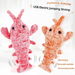 Other Toys New Lobster USB Charging Simulation Jumping Shrimp Plush Electric Playing Cat and Dog Toy Pet Supplies