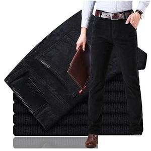 Herrenhosen Männer schlank dick warm Cord Jeans Fleece Männliche lässige Business -Stil -Hosen Herbst Winter Mode Drop Lieferung Bekleidung Dhmao