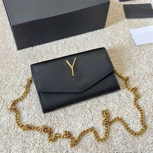 Letter Women Designer Bag Gold Chain Crossbody Luxury Handbag Högkvalitativ kuvert Flip Leather Messenger Bag Pures 231015