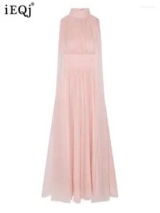 Sukienki swobodne siatkowe bankiety Połączone koronki dla kobiet w stylu francuskim Wysokiej talii Slim Solid Formal Dress 2024 3WQ7660