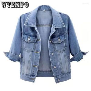 Women's Jackets Seven-quarter Sleeve Denim Jacket Short Spring And Autumn Slim Cardigan For Women