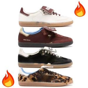 Wales Bonner Pony Leoparden Toncreme weiß Silber Kern Schwarz Sporty Rich Designer Skate Schuhe rote Sneaker Frauen Sportmänner Lowgrüne weiße Kuhbraun