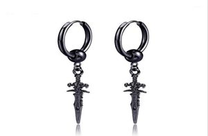 Stud Retro Svart Cool Sword Earrings Piercings for Women Men Personlighet Non Piercing Fake Punk Jewelry15702477