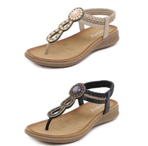 2024 Bohemian Sandals Women Slippers Wedge Gladiator Sandal Womens Elastic Beach Shoes String Bead Color25 GAI-87552