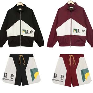 Rhude Mens Tracksuit Designers Shorts Drukowana patchworka kontrastująca kurtka i garnitur amerykański swobodny styl uliczny można kupić