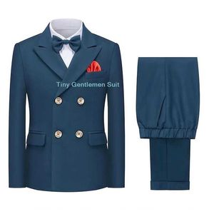 Anzüge Kinder Frühling Herbst Formal Green Suits Set Jungen Klavier Performance Geburtstag Fotografie Kostüm Kinder Blazer Weste Bowtie Y240516