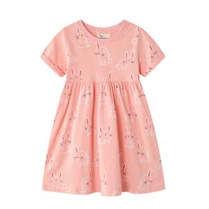 Jumping Meters Summer Princess Girls Dresses Animals Cats Party Birthday Frocks Children's Costume Dots Dress L2405