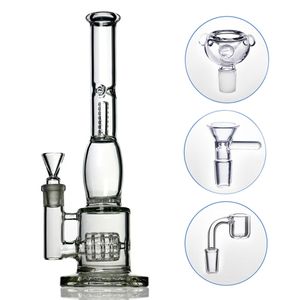14 inch Tall 5mm thick Straight tube water bongs female 14mm heady recycler oil rigs beaker bubbler triple honeycomb perc glass pipes bowl smoke pipe