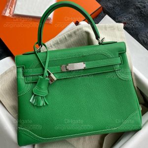 12A Top Quality Designer Tote Bags All Hand-sewn Original Leather Made Stylish Retro Pure Bamboo Green Silver Buckle Embellished 32cm Women's Luxury Handbags With Box.