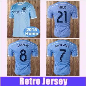 Нью -Йорк 2015 2015 Ретро футбольный футбол Джерси Лэмпард Микс Дэвид Вилла Пирло Специальное издание Классическая винтажная футбольная рубашка короткая форма для взрослых