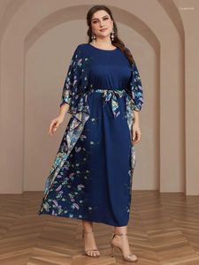Этническая одежда Дубай цветочный принт абайя -мусульмане женщины свободны от макси -платья арабская халата Турция Кафтан Ид Джеллаба Исламское халабийское платье плюс плюс