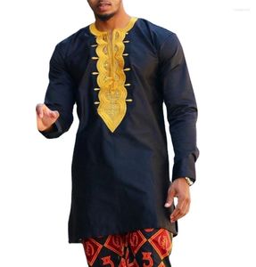 Ethnische Kleidung afrikanisch arabisch gesticktes Gelegenheits -Männer -Langarmhemd