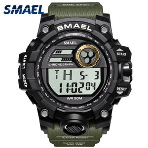 남성 시계 스포츠 군사 Smael의 충격 relojes Hombre Casual Led Clock Digital Wristwatches 방수 1545d 스포츠 시계 알람 260r