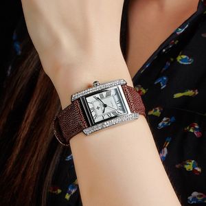 Ladies Wrist Watches For Women Bracelet Dress Watch WWOOR Top Diamond Women Quartz Square Leather Clock 225f