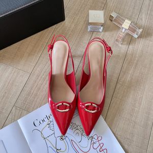 Designer Women Luxury Sandals Dress Shoes High Heel Leather Gold Black pointed Women Sexy Skinny Heels Fashion Party Wedding Heels 7CM