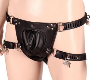 Gürtel Herren Ledergurtunterwäsche abschließbarer Taillengürtel Beutel Käfig -Slips BDSM Sex Toy Under Hosen Outfit Fetisch -Lendenschüssel1192691