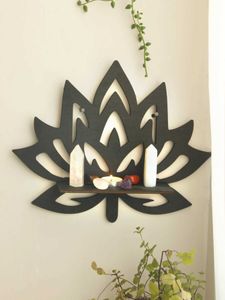 Depolama Sahipleri Lotus Ahşap Raf Yüzen Raflar Duvar Boho Ev Dekorasyon Organizatörü Kristal Taş Oturma Odası H240516