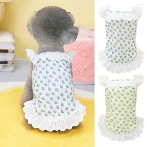 Dog Apparel Princess Dress Lace Hem Adorable Texture Tulip Flower Pattern Pet Summer Supplies Harness With Breast Strap