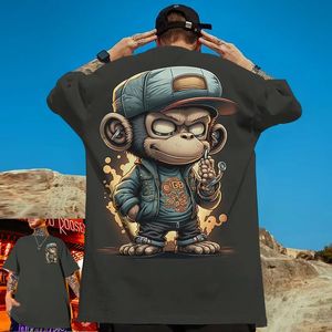 Camisetas de animais para homens 3D Hip-hop Monkey Print diariamente casual de mangas curtas de mangas curtas