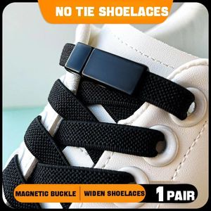Części buta magnetyczne sznurowadła bez krawatów Elastyczne sznurki trampki bez krawata dla dzieci dorosły 8 mm szerokość płaska biegowa tenisowa