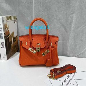 Genuine Leather Handbag Bk Yindao Bag Factory 2024 New Leather Bag Womens Bag with Lychee Pattern Single Shoulder Portable Diagonal Span Bag H have logo HBA9