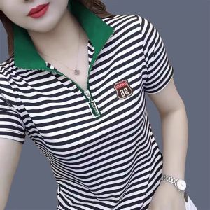 Luxury Designer Pony Polo Shirt For Women Summer Lapel Embroidery Solid Slim Short-sleeved T-shirt Classic POLO Shirt Lady Half Zipper