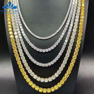 Sterling Sier Gold plated GRA 6.5mm Golden Yellow Color VVS Round Moissanite Tennis Chain