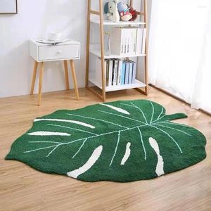 Carpetes de 5080cm de poliéster tapetes de área verde de microfibra luxuosos para sala de banheiro não deslizam tapetes de banho macios com folhas