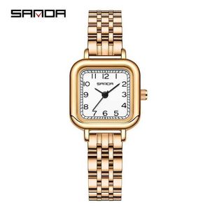 Armbanduhr Sanda 1120 New Damen Quartz Watch Casual Fashion Rose Gold Hülle Womens Watch Maroon Edelstahlgurt wasserdichte 2304
