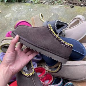 2025 Tasman Slippers Tazz mustard seed Chestnut Fur Slides Sheepskin Classic Ultra Mini Platform Boot Winter Women Men Slip-on Shoes Suede Upper Wool Fall