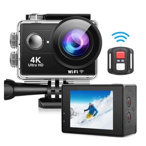 Câmera de ação de câmeras de vídeo de ação esportiva 4k 60fps com câmeras de controle remoto 30m Go Waterproof Pro Action Cam Bicycle Motorcycles Video Sports Camera J240514