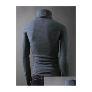 Męskie swetry Helisopus Casual Turtleeck Mans Knited Slim Fit Brand Sweater Plovers Mascino Drop dostawa odzież Dhbej