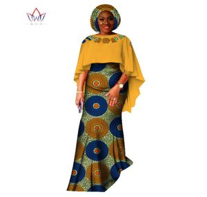 2021 Neue Mode afrikanischer Anzug für Frauen Dashiki -Ernterock und Top African Clothin Bazin Headtie Plus -Size -Rock Set WY16185865821