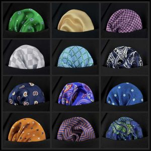 Bandanas Durag 2024 New Mens Pocket Square Colorful Dotted Deep Red Business Multi Color Classic Set Gift Stripe Handle Accessories J240516