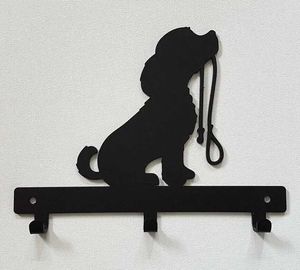 Robe HooksDog Cíder/trela da porta Chave do casaco Towel Hanger Rack Rack Hook Dog com Crafamento de Ferro de Ferro Pendurado H240516