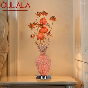 Lampy stołowe Oulala Modern czerwone kwiaty lampa modna sztuka iiving pokój sypialnia ślub aluminiowy aluminiowy biurko biurka