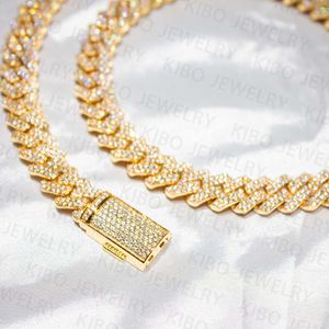 Hiphop smycken bling 12mm vvs diamant isad ut halsband sliver moissanitkedja kubansk