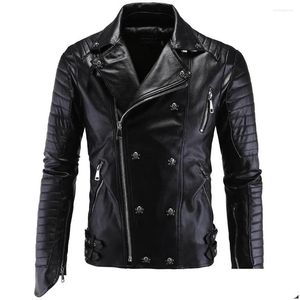 Mens Fur Faux Punk Leather Jacket Black Slim Fit Motorcycle Lether Zipper Autumn Winter Coat Vintage Bike Drop Delivery Apparel Clo Dh1Cy