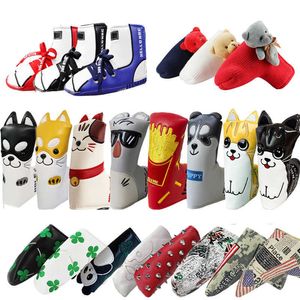 Other Golf Products 1 piece of golf club cover used for blade push rods PU leather waterproof/soft knitted fabric good protection cartoon golf club head coverL2405