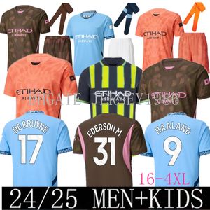 24 25ハーランドサッカージャージ2024 de Bruyne Phillips Mans Cities Grealish Ferran Mahrez Foden Bernardo Ederson M. Football Shirt Adult Adult Kids Socks Goalkeeper