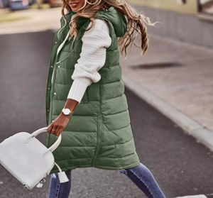 Women039s Down Parkas IN Womens Long Winter Coat Vest With Hood Sleeveless Warm Loose Pockets Quilted Jacket Outd 2301074810229