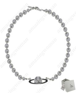Saturn Lack Halskette Perle Perlen Diamond Tennis Halskette Ladies Vintage Modestil mit Box3273782